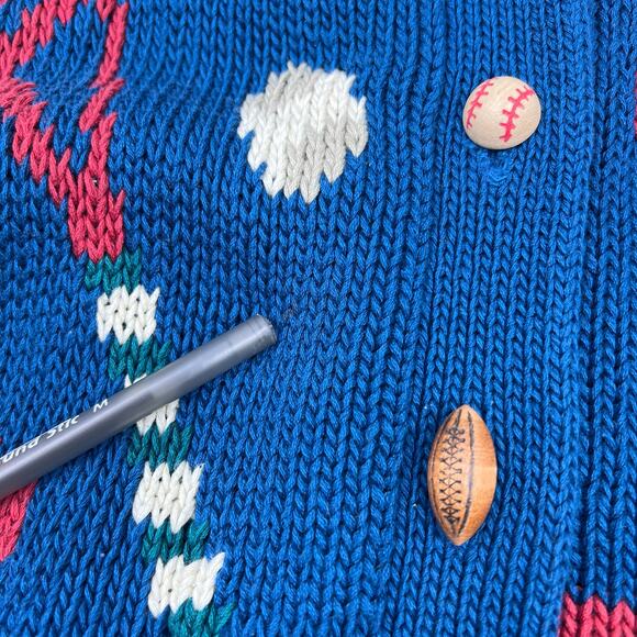 Lisa Nichols Womens Vintage 1988 Football Sports Heavy Cozy Knit Cardigan Sz M - Picture 5 of 16